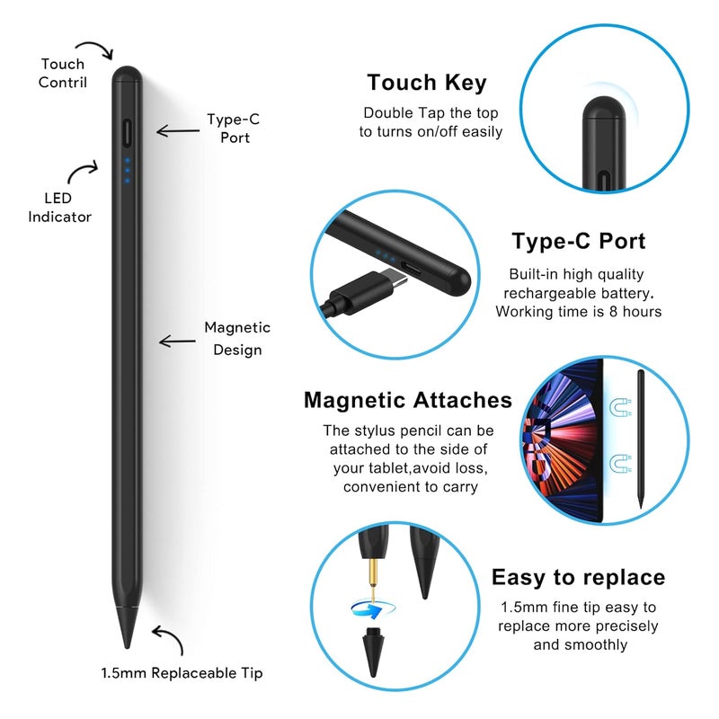 GLEVAR Digital Stylus Pen for Android â€“ Universal Touch Screen Pen â€“ Precision Fine Tip, Rechargeable Battery, Smooth Drawing & Writing, Perfect for Study, Work, and Design - Image 5