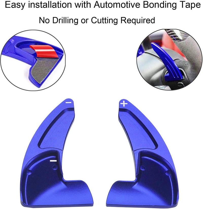 MOEBULB Steering Wheel Shift Paddle Extension Cover Compatible with Jeep Grand Cherokee 2014-2020 Dodge Challenger Charger Durango RT and Scat Pack Extended Shifter Trim Cover 2pcs - Blue - Image 2