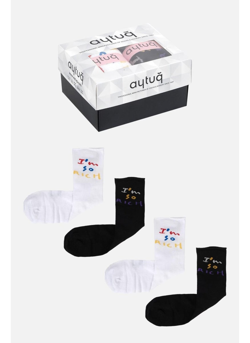 Aytuğ - Women's Bamboo 4 Pairs Special Boxed Multicolor Socks - 43051-1 - Image 1