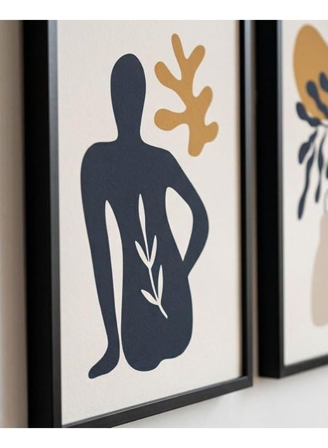 برواز جلاري مجموعة من 3 إطارات فنية جدارية تجريدية بوهيمية - 30 × 40 سم لكل إطار (إطار أسود) - Image 4