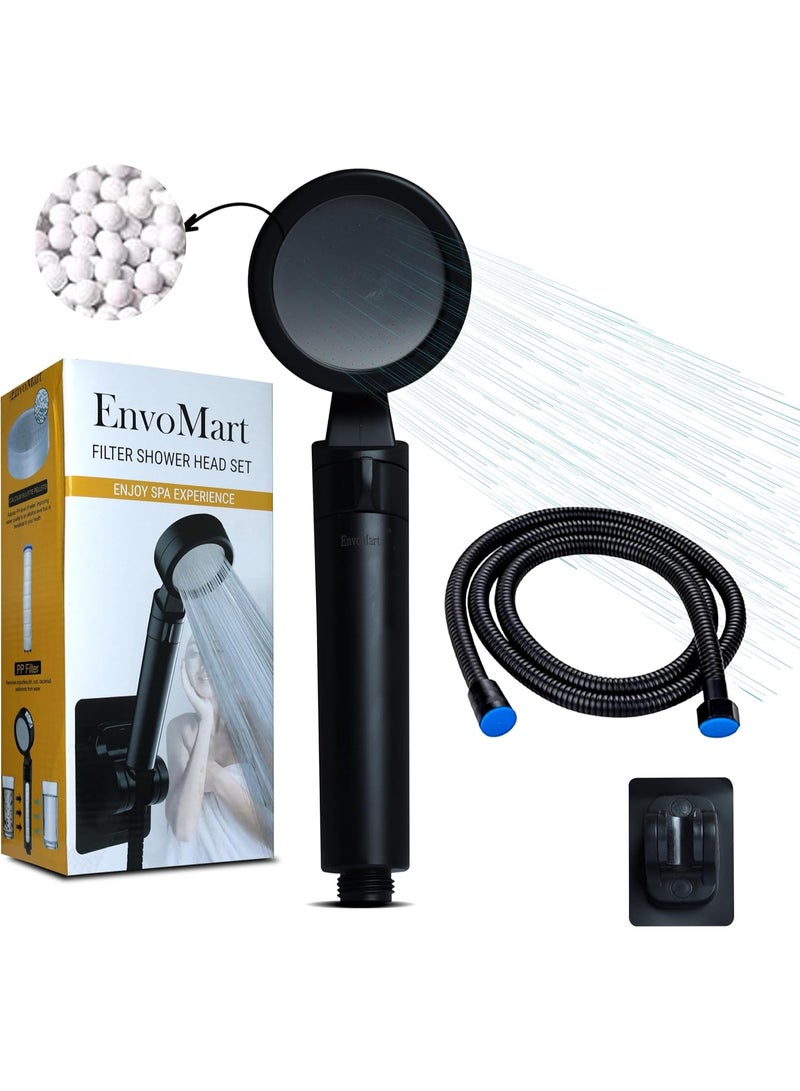 EnvoMart Stainless Steel Shower Head Set - Shower Head with 2 Shower Filter for Anti-Hair Fall and Soft Skin - 2m Shower Hose and Shower Holder - Handheld Shower - Shower Head Filter - Image 1