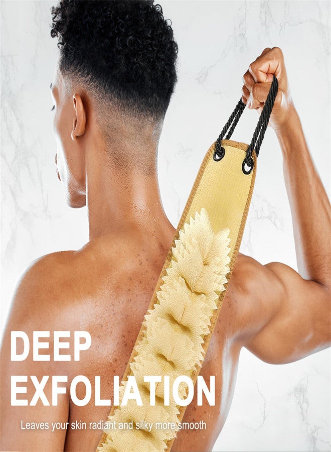 KASTWAVE Exfoliating Loofah Back Scrubber for Shower, 38.5 Inch Double-Sided Washcloth with Handle, Foaming Cleaning Back Scrubber Body Bath Luffa Washer, Deep Clean Skin for Women Men - Image 4