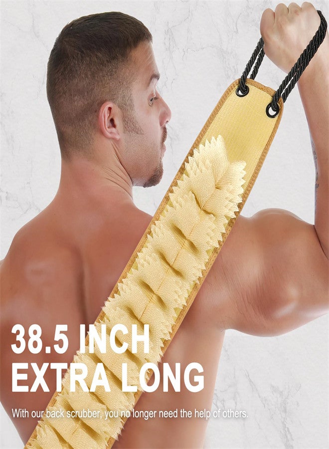 KASTWAVE Exfoliating Loofah Back Scrubber for Shower, 38.5 Inch Double-Sided Washcloth with Handle, Foaming Cleaning Back Scrubber Body Bath Luffa Washer, Deep Clean Skin for Women Men - Image 3