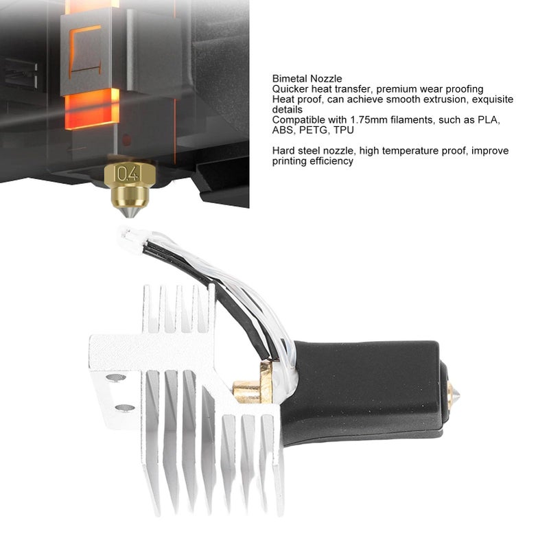 Professional Leakage Proof 3D Printer Hotend Kit with 0.4mm Bimetal Nozzle 60W Ceramic Heater - Image 4