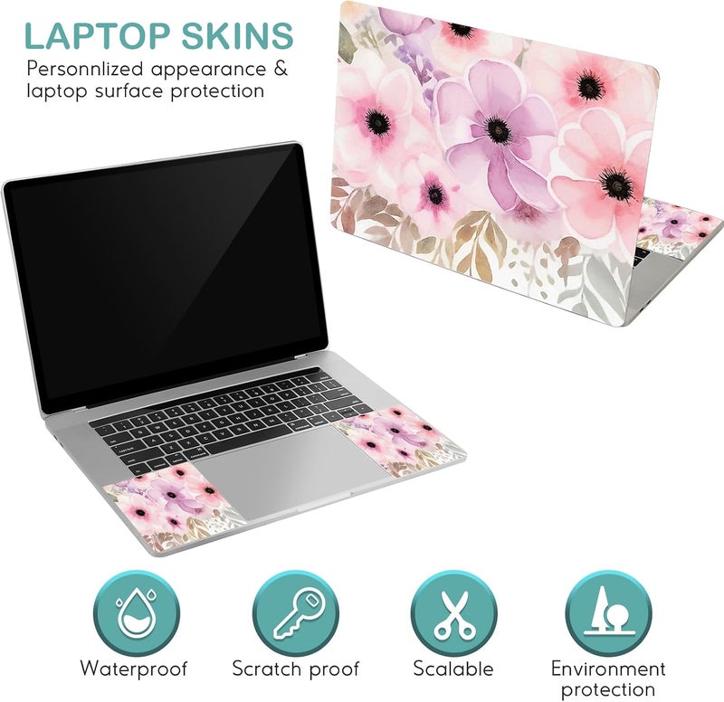 DINKY Laptop Skin Sticker Decal, 12" 13" 13.3" 14" 15" 15.4" 15.7 inch Laptop Universal Reusable Vinyl Skin Stickers Cover Art Decal Notebook PC Personalized Protector-Flora - Image 3