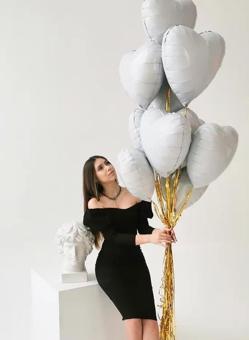 White Heart Balloons, 20 White Foil Heart Balloons, Helium Balloons for White Weddings, Birthdays, Anniversary Celebrations - Image 4