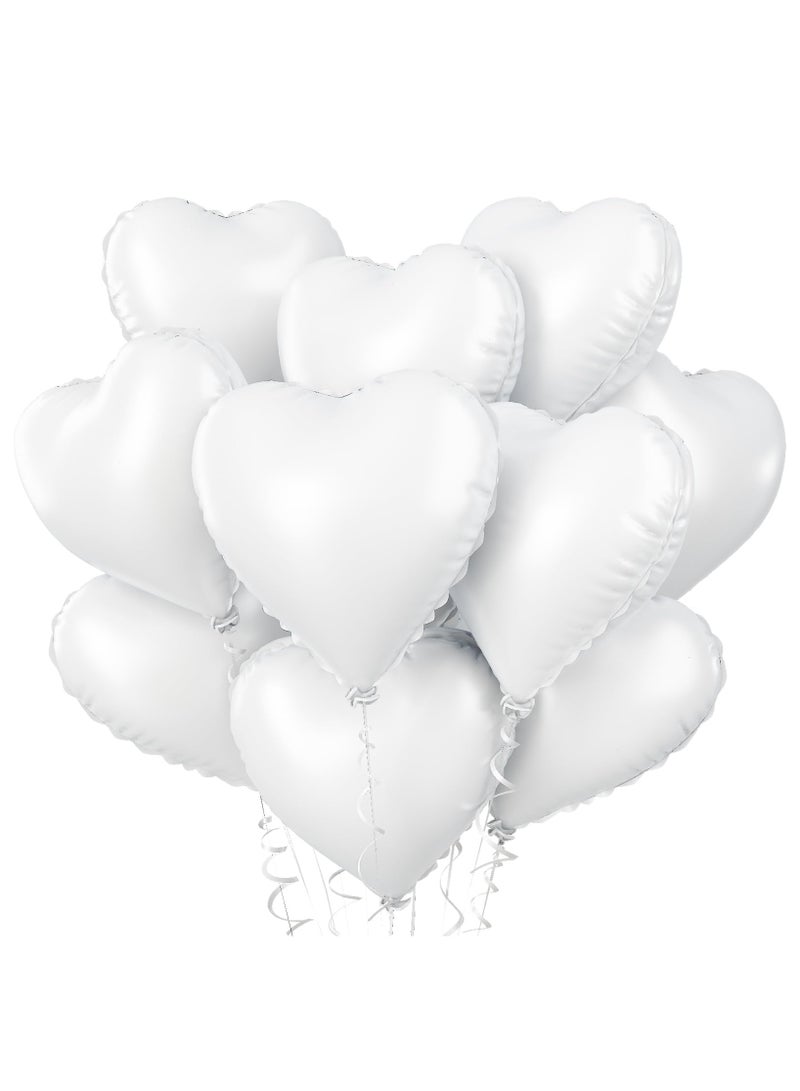 White Heart Balloons, 20 White Foil Heart Balloons, Helium Balloons for White Weddings, Birthdays, Anniversary Celebrations - Image 1