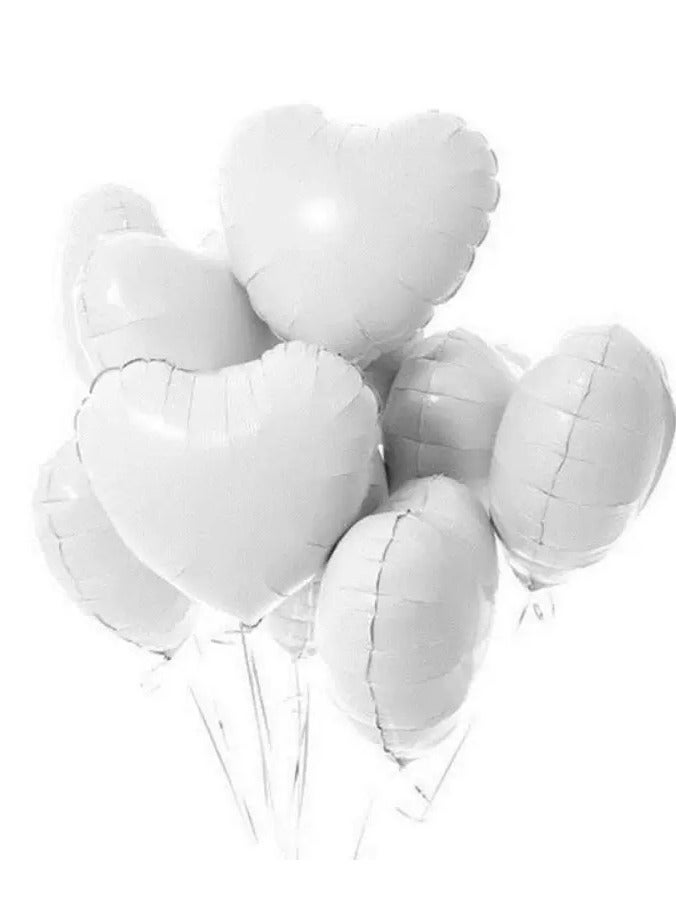 White Heart Balloons, 20 White Foil Heart Balloons, Helium Balloons for White Weddings, Birthdays, Anniversary Celebrations - Image 5