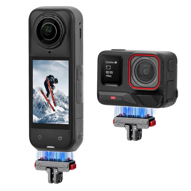 Flymile X5 Magnetic Quick Release Base for Insta360 X5, Aluminum Alloy Mount for Insta 360 Ace Pro 2/Ace Pro/Ace, with 1/4â€Threaded Hole & Foldable Action Camera Adapter Accessories(Not for X4/X3) - Image 1