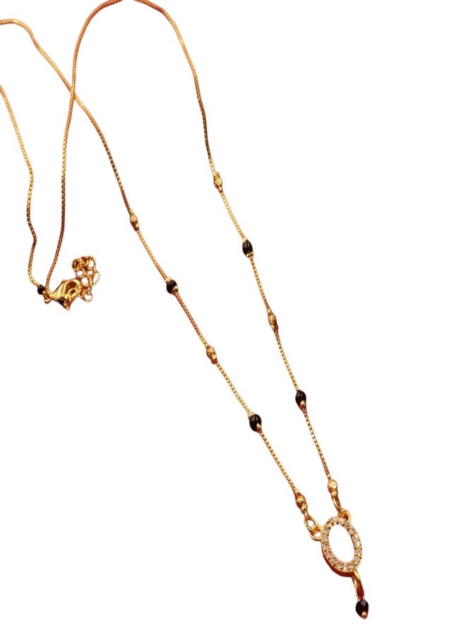 قلادة مانجالسوترا قصيرة من AAIKU مطلية بالذهب المصقول ومرصعة بالألماس الأمريكي، بطول 18 بوصة، هدية مثالية للنساء لحفلات الزفاف والذكرى السنوية والمناسبات الخاصة. - Image 1