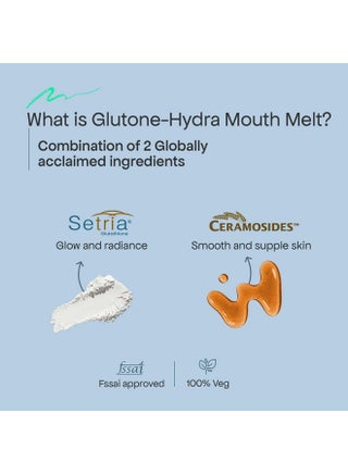 GLUTONE Glutone-Hydra Mouth Melt | Setria Glutathione with Ceramosides Mouth Melts for Dry Skin | Glowing Hydrated Skin | Pack of 30 Sachets | Best Price KSA