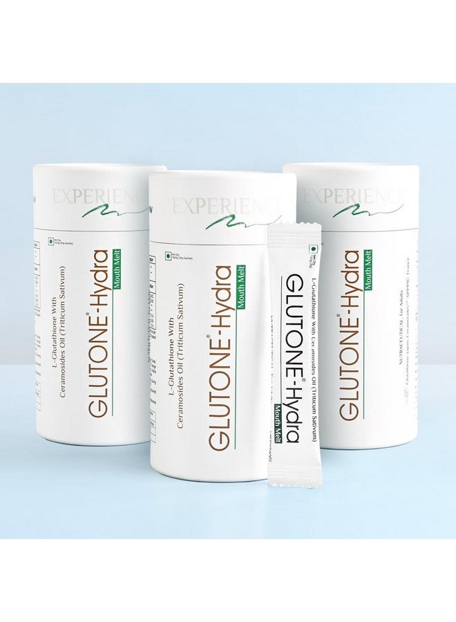 GLUTONE Glutone-Hydra Mouth Melt | Setria Glutathione with Ceramosides Mouth Melts for Dry Skin | Glowing Hydrated Skin | Pack of 30 Sachets - Image 1