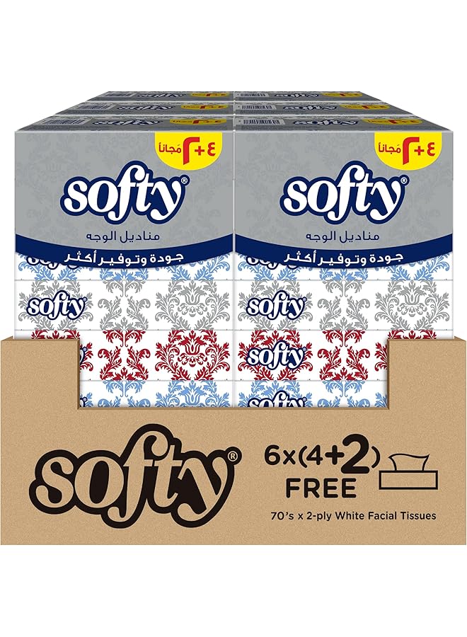 سوفتي مناديل الوجه 2 طبقة 36 علبة مناديل × 70 ورقة مناديل ورقية اقتصادية للوجه واليدين - Image 1