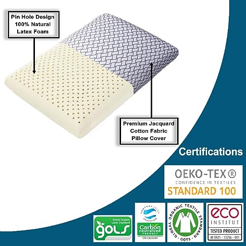 DAKSH 100% Natural Latex Regular Sleeping Bed Pillow, Soft Luxury Pillow for Side, Back and Stomach Sleepers, Medium Firmness Pillow - Breathable Jacquard Fabric Cover - (40 x 60 CM, White, Pack of 2) - Image 4