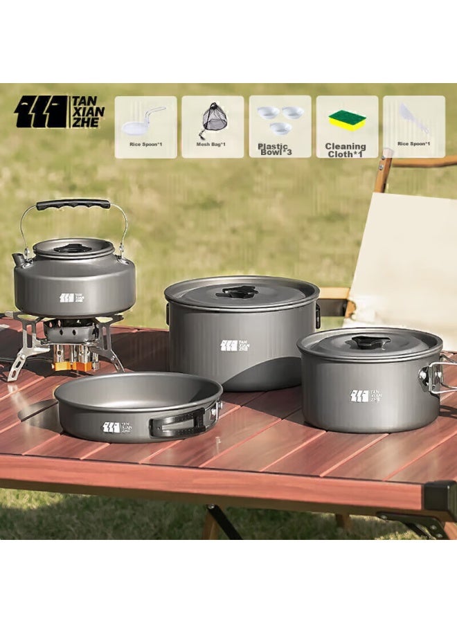 TANXIANZHE Tanxianzhe Outdoor Cookware Set, Including Kettle, Stove, Camping Equipment, Complete Portable Cooking Utensils For Outdoor Cooking - Image 1