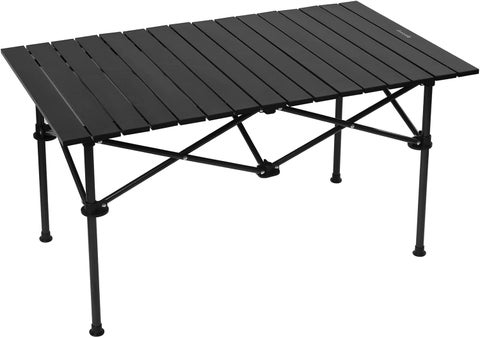 طاولة تخييم قابلة للطي في الهواء الطلق، طاولة خفيفة الوزن مع سطح طاولة من الألمنيوم وحقيبة حمل، سهلة الحمل، مثالية للأنشطة الخارجية، النزهات، الطهي، الشاطئ، المشي، الصيد (95×57×50 سم)