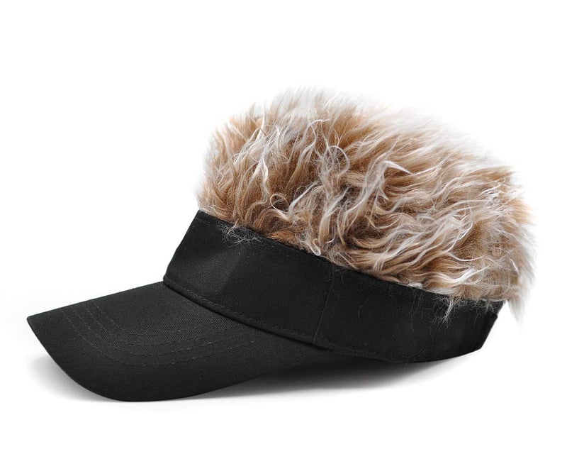 DS.DISTINCTIVE STYLE DS. DISTINCTIVE STYLE Funny Hat with Fake Blonde Hair Frosted Tips Wig Visor Cap for Men Women Black and Brown - Image 3