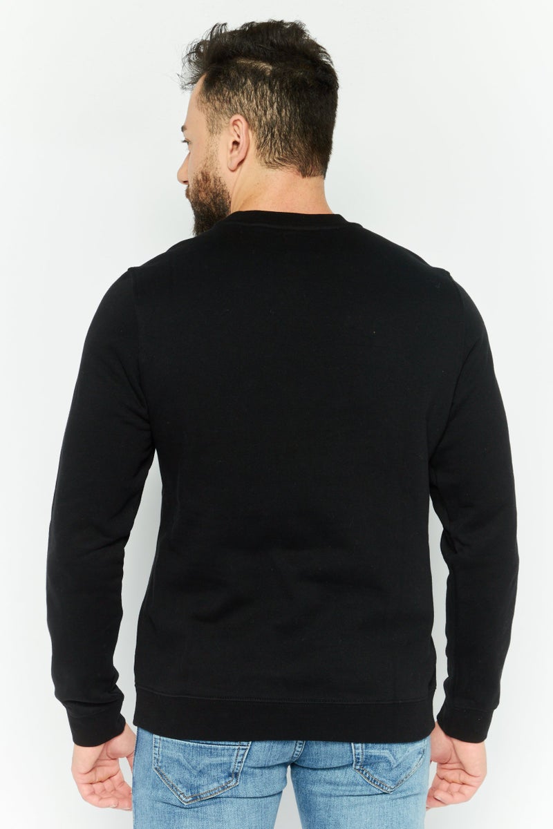 Hurley سويت شيرت رجالي بأكمام طويلة وياقة دائرية بشعار العلامة التجارية، أسود - Image 4
