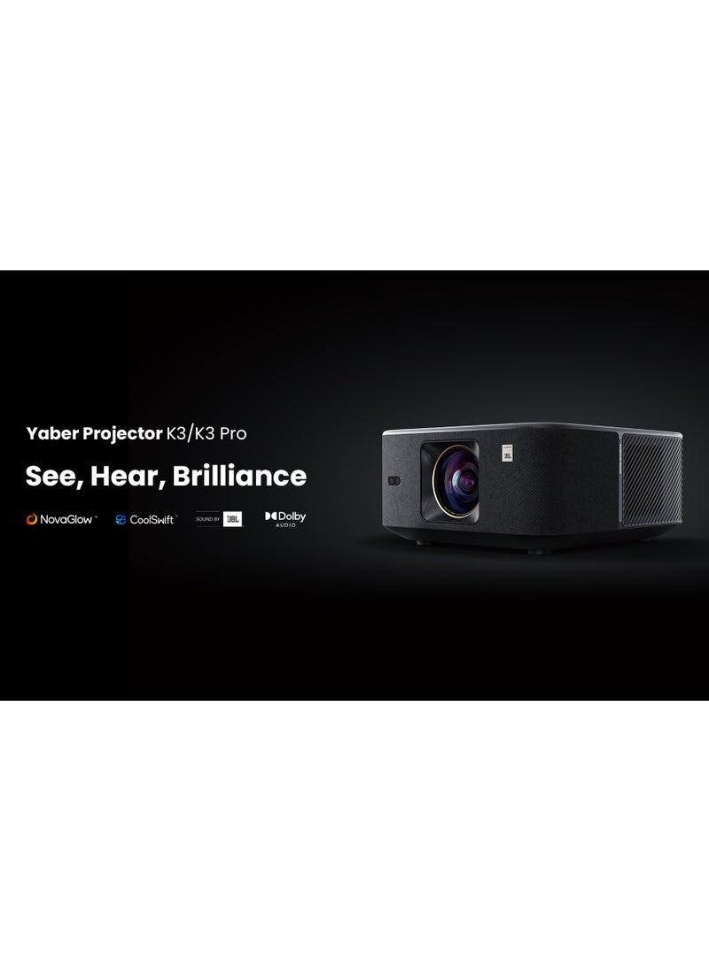 Yaber - K3 Projector 1080p Resolution 1600 ANSI Lumens Brightness Dual 15W JBL Speakers with Dolby Audio Auto Focus  Keystone Correction Advanced Smart Features - Image 1