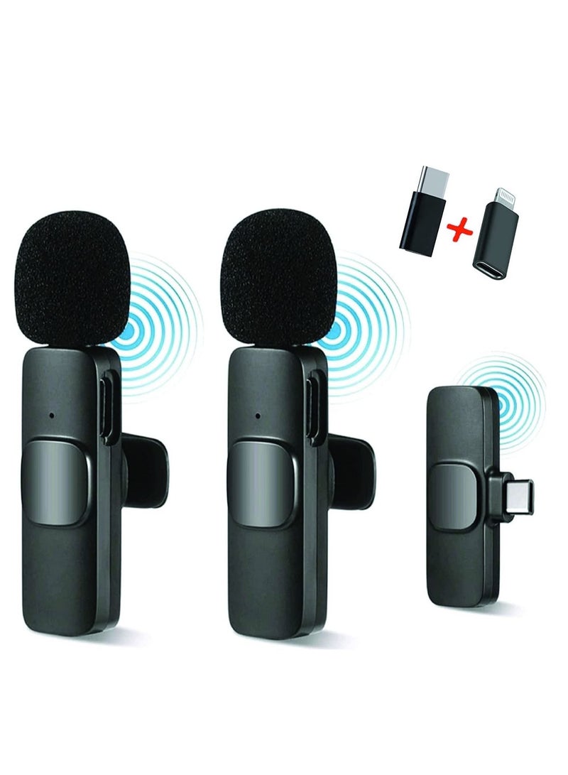 Wireless Microphone Lavalier Microphone 2 in 1 for iPad YouTube Facebook Live Streaming Vlog Audio Recording Cordless Mini mic with noise reduction and Plug-Play  - Image 1