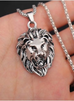 The Black Pearl Accessories Stainless Steel Silver Necklace with Lion Head Pendant For Him  - Image 2