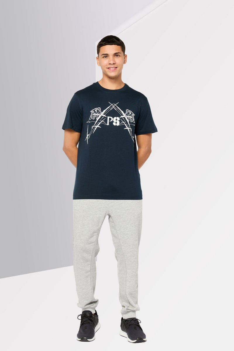 PHILIPP PLEIN Plein Sport Men Sportswear Fit Short Sleeve Outdoor T Shirt, Navy - Image 2