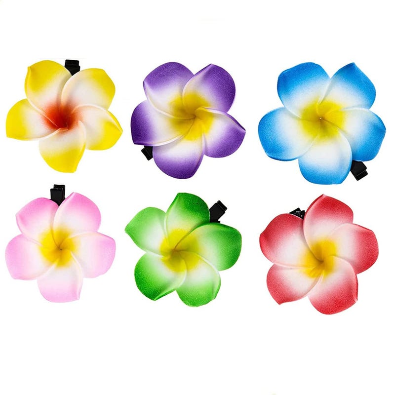 Plumeria Flower Hair 24PCS Hawaiian Foam Flower Hair Clips Hawaii Hair Clips for Women Wedding Party Beach Hair Decorations
