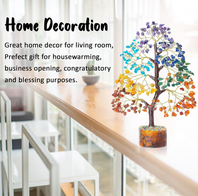 Crocon Seven Chakra Crystal Tree of Life for Positive Energy Feng Shui Money Tree Bonsai Gem Stone Home Decor Thoughtful Birthday Gifts for Women Mother Sister Housewarming Gift New Home Present - Image 3