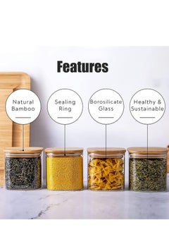 1Chase Borosilicate Square Glass Storage Jar With Air Tight Bamboo Lid 900 ML, 2Pcs Set  - Image 4