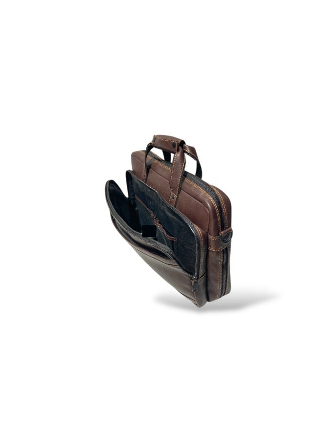 LAVERI LEATHER LAVERI Laptop Bag for Men - Leather Messenger Bag for Office - Fits up to 15 Inch Laptop - Shoulder Bag with Multiple Compartments - Executive Leather Bag for Work/Travel/Casual - 2868 - Image 2