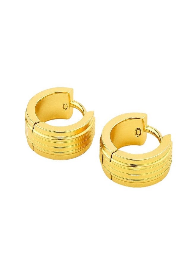 COMMON ETAIL Gold Finish Huggie Hoop Earrings for Men & Women | Minimal Round Earrings - Image 1