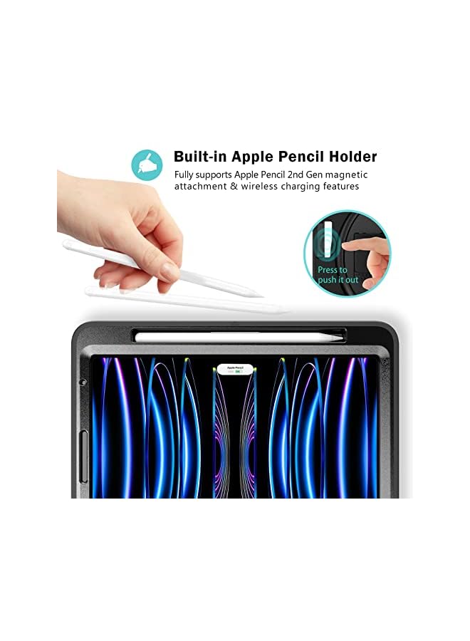 Procases for iPad Pro 11 Inch Case 2022 2021 2020 2018, Rugged Heavy Duty Shockproof Cover Case with Kickstand Hand Strap for iPad Pro 11" 4th 3rd 2nd 1st -Black - Image 2