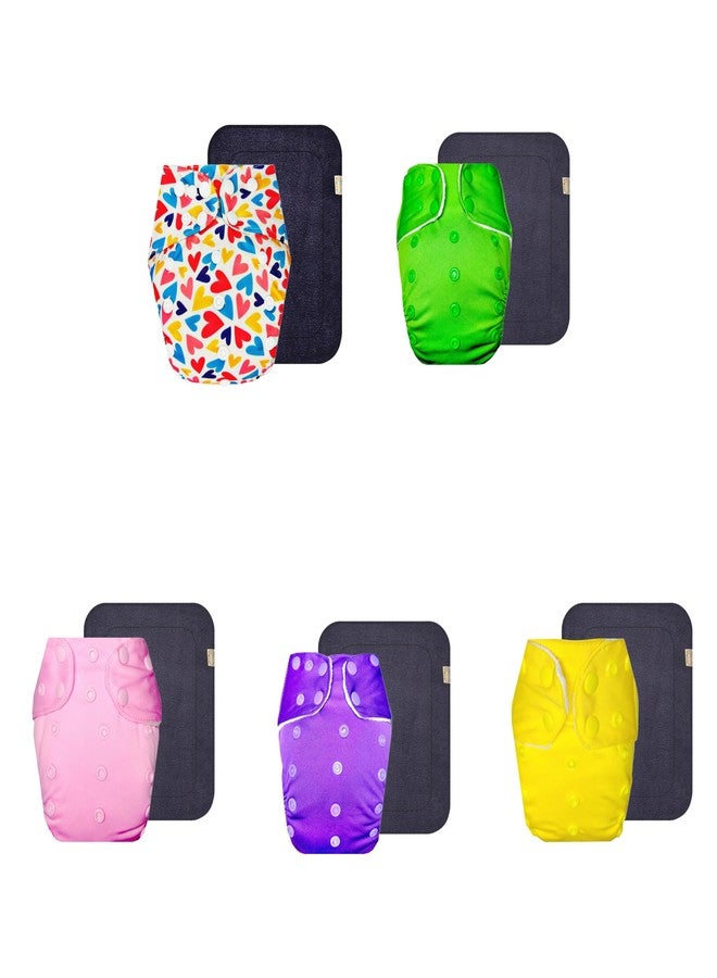 Dumbledo Premium Cloth Diaper with Gray Insert (Pack of 5) | Soft & Gentle | Breathable | Quick Dry | Trusted by Moms | 3 Months - 3 Years | Unisex Baby - Image 1