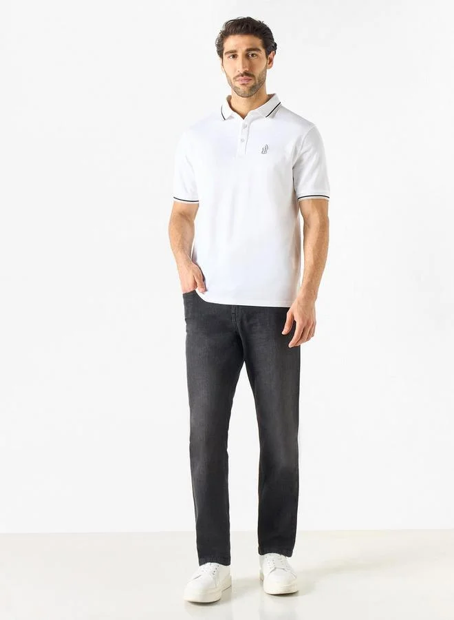 Emperor Emperor Jeans Logo Embroidered Polo T-shirt with Tipping Detail