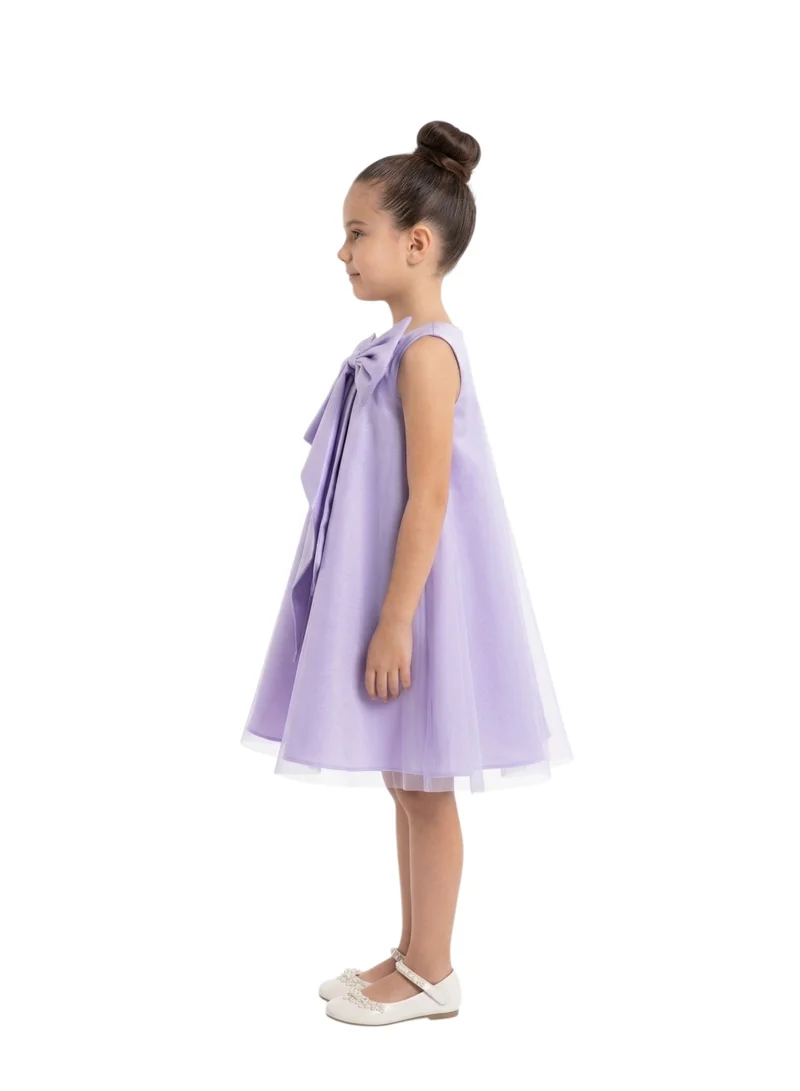 Bidani Textured A-Line Party Dress with Bow
