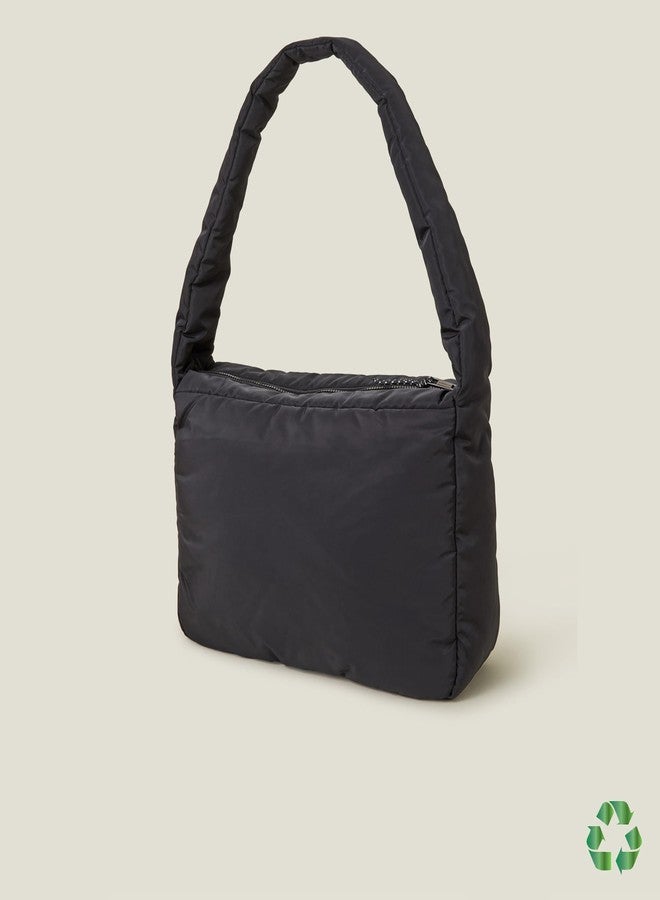 أكسيسورايز حقيبة يد نسائية كبيرة الحجم من النايلون الأسود المبطن بنقوش زهور من أكسسورايز لندن | حقيبة يد نسائية أنيقة | حقائب يد نسائية أنيقة - Image 4