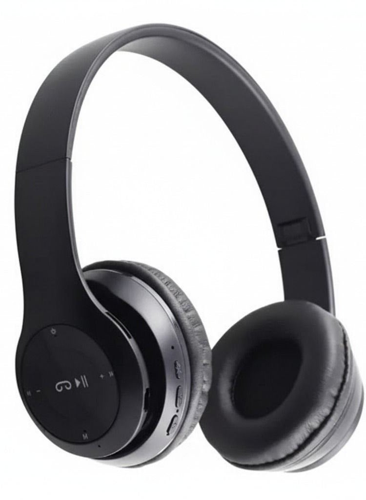 سماعات هيدفون بلوتوث لاسلكية p47- صوت ستيريو نقي تدعم كرت ذاكرة - سماعة رأس موسيقية فوق الأذن للألعاب - تدعم TF Micro للهاتف المحمول/الكمبيوتر الشخصي -بى47 هدفون -اسود - Image 1