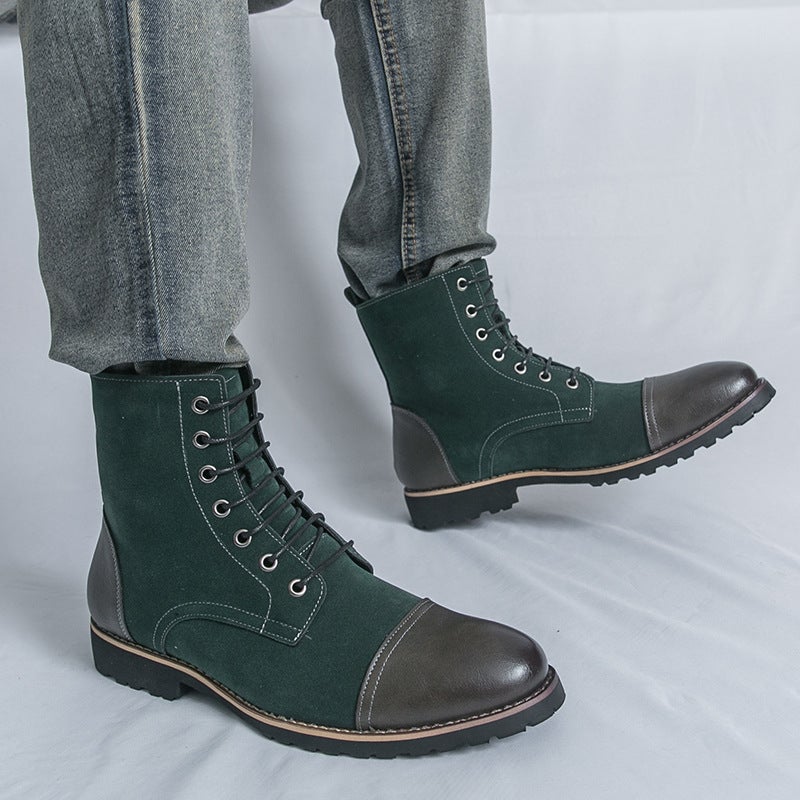 High-Top Leather Shoes For Men, Martin Boots, Large Size Patchwork Style, Style Leather Shoes, Men'S Boots - Image 2