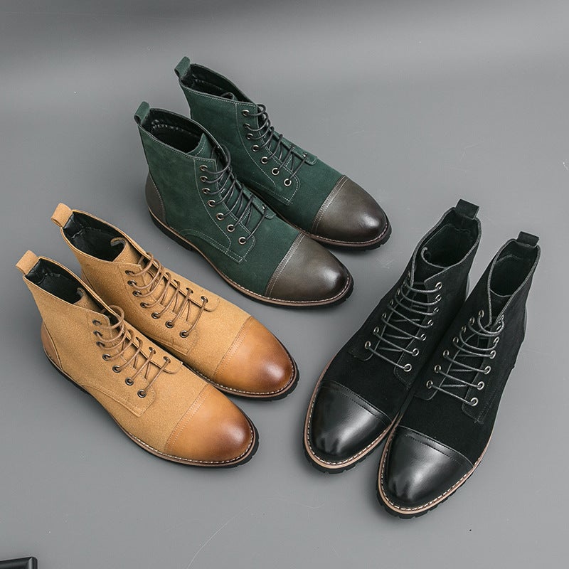 High-Top Leather Shoes For Men, Martin Boots, Large Size Patchwork Style, Style Leather Shoes, Men'S Boots - Image 5