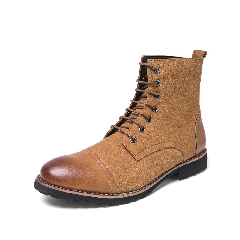 High-Top Leather Shoes For Men, Martin Boots, Large Size Patchwork Style, Style Leather Shoes, Men'S Boots - Image 1