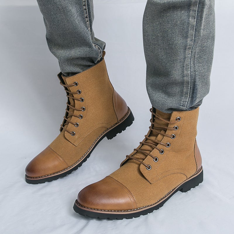 High-Top Leather Shoes For Men, Martin Boots, Large Size Patchwork Style, Style Leather Shoes, Men'S Boots - Image 3