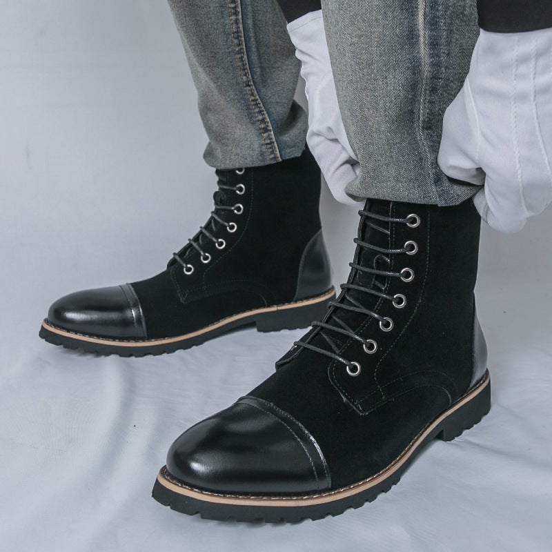 High-Top Leather Shoes For Men, Martin Boots, Large Size Patchwork Style, Style Leather Shoes, Men'S Boots - Image 4