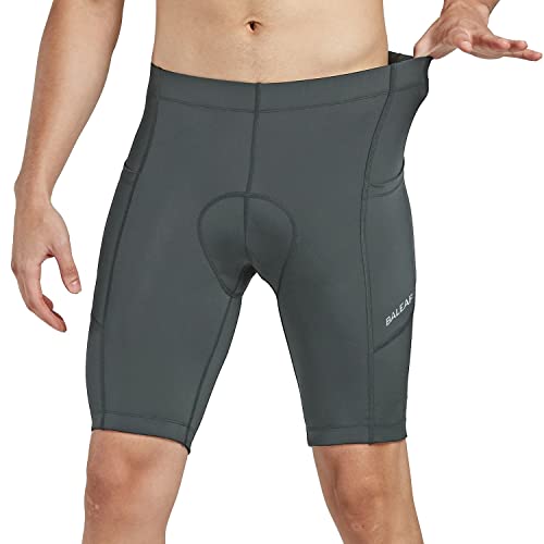 baleaf Men's Padded Bike Shorts Cycling Road Biking Bicycle Riding Wear Pockets UPF 50+ MTB Accessories Tights Grey L - Image 2
