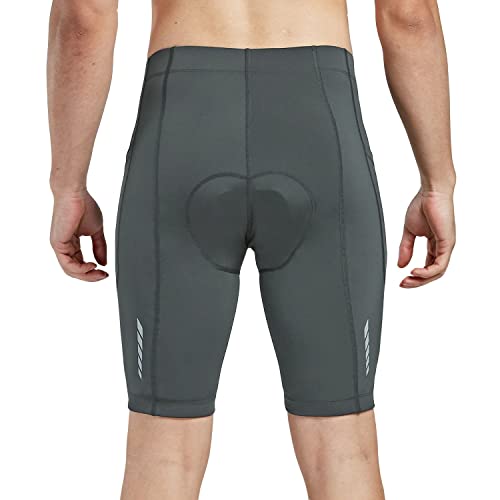 baleaf Men's Padded Bike Shorts Cycling Road Biking Bicycle Riding Wear Pockets UPF 50+ MTB Accessories Tights Grey L - Image 3