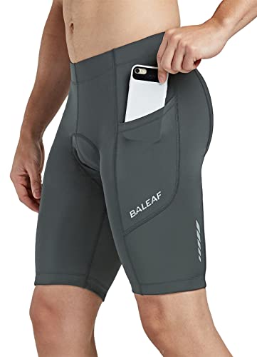 baleaf Men's Padded Bike Shorts Cycling Road Biking Bicycle Riding Wear Pockets UPF 50+ MTB Accessories Tights Grey L - Image 1