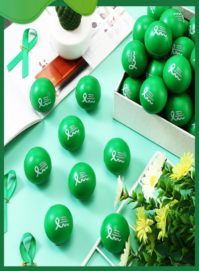 Arrowbash 100 Pcs Mental Health Awareness Items Green Mini Stress Ball Foam Toys Mental Health Gifts Anxiety Stress Relief Toys for Fundraiser Gifts Supporting Minds Stop The Stigma(Ball) - Image 4