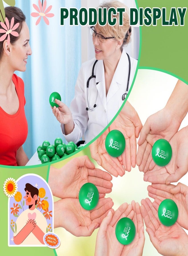 Arrowbash 100 Pcs Mental Health Awareness Items Green Mini Stress Ball Foam Toys Mental Health Gifts Anxiety Stress Relief Toys for Fundraiser Gifts Supporting Minds Stop The Stigma(Ball) - Image 5