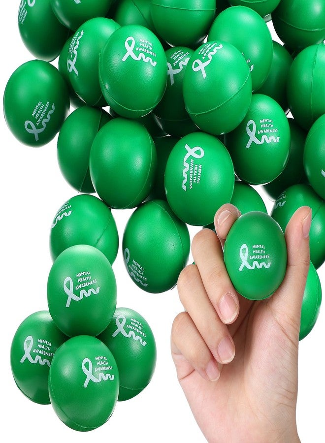Arrowbash 100 Pcs Mental Health Awareness Items Green Mini Stress Ball Foam Toys Mental Health Gifts Anxiety Stress Relief Toys for Fundraiser Gifts Supporting Minds Stop The Stigma(Ball) - Image 1