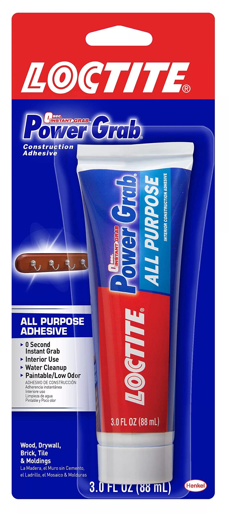 Loctite Power Grab Express All Purpose Construction Adhesive White 3 fl oz Squeeze Tube 1 Pack Versatile Construction Glue for Cement Tile Wall More