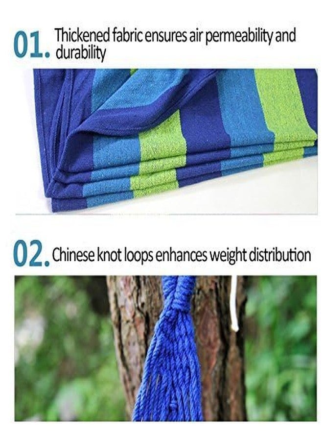 BISONBERG International Camping Canvas Fabric Portable Garden Stripped Hammocks with Strong Rope (280 x 100 cm, Blue) - Image 4